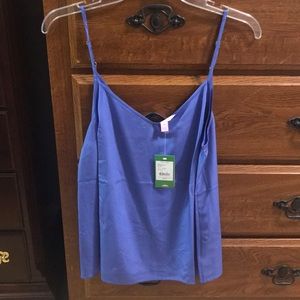 NWT iris blue silk dusk top